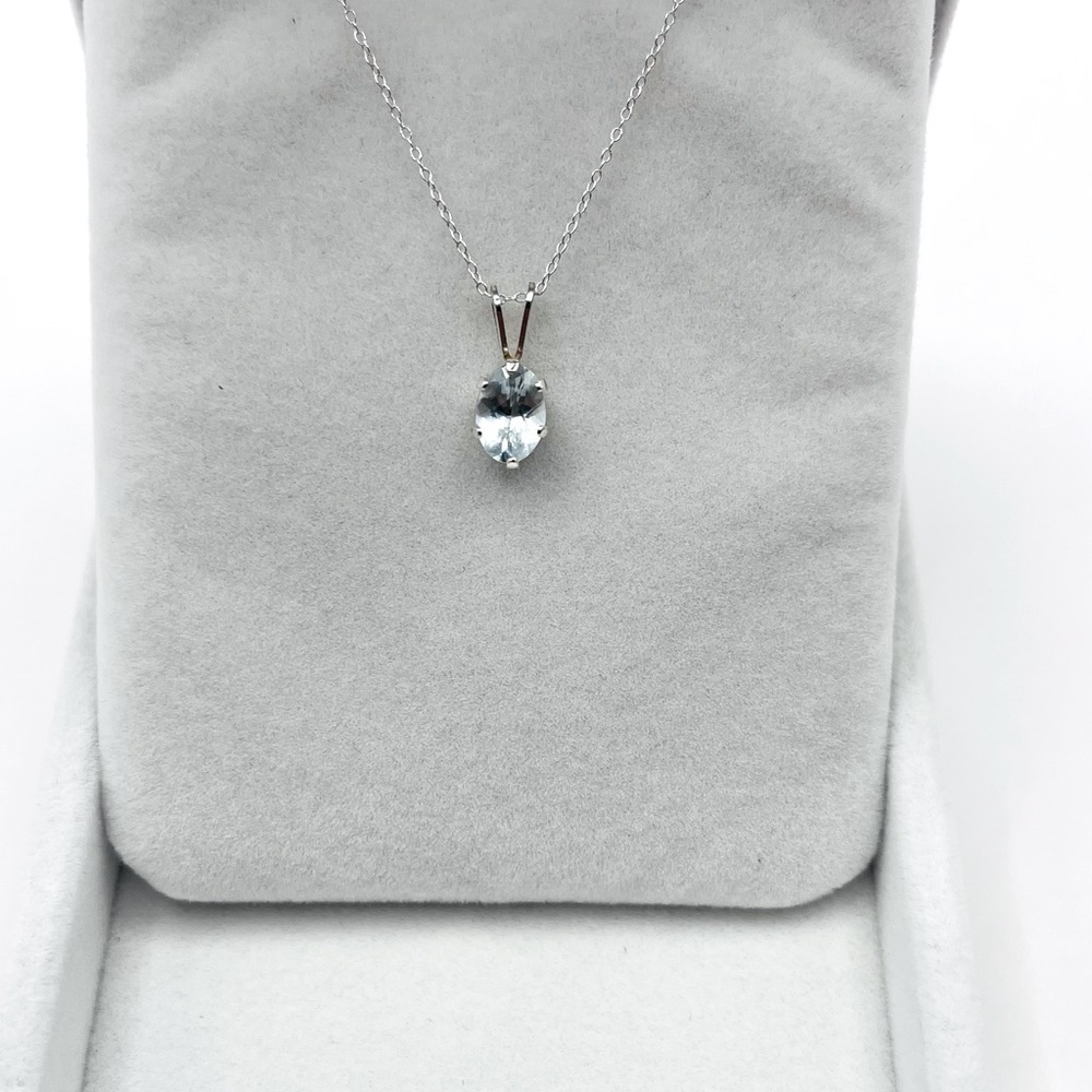 .75 Ct Genuine Aquamarine Oval Cut Dainty Sterling Silver Necklace - Picture 3 of 3